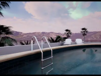 UE4 Luxury Swimming Pools - Accessories - FBX included Low-poly 3D model