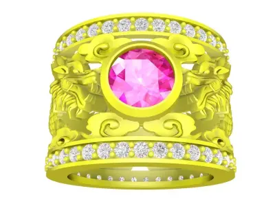 Luxury Chinese Dragon Statement Ring for Men 4767 3D print model