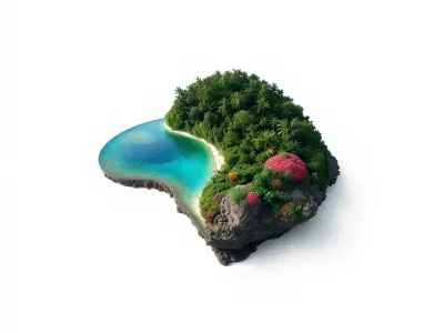 Tropical Island Scene D Model Pack Low-poly 3D model