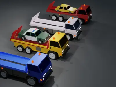 tow truck Low-poly 3D model