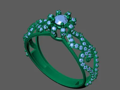Womens Rings With Stone Ring Ready STL 3DM Models Rings women 3D print model