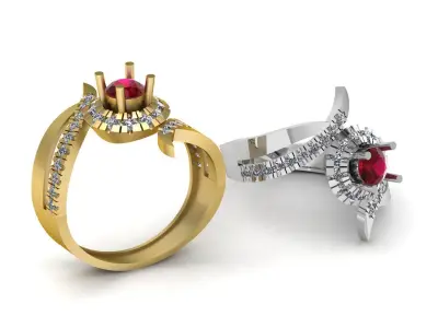 Stylish Engagement diamond ring 3d Printable Model 3D print model