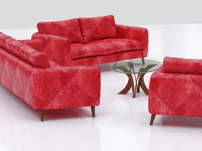 contemporary sofa set Low-poly 3D model