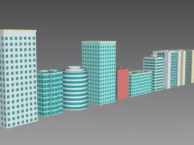 low poly buildings  pack Free low-poly 3D model