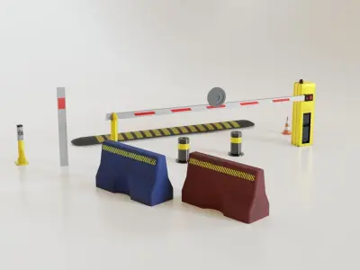 Modern Barrier Set Low-poly 3D model