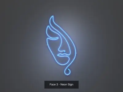 Faces Pack - Neon Signs 3D Model Collection