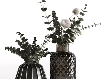 Photorealistic model of bouquets of eucalypt in vase 3D model