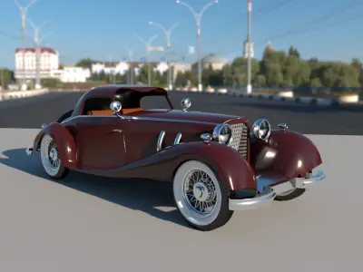Vintage Car Low-poly 3D model