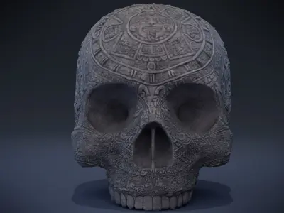 Aztec Skull Low-poly 3D model