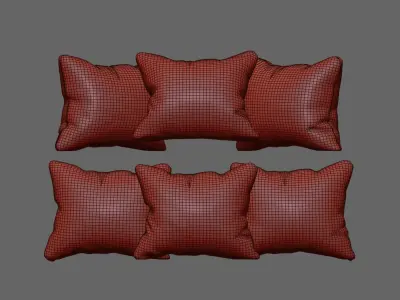 Pillows set throw for sofas and chairs 3D model