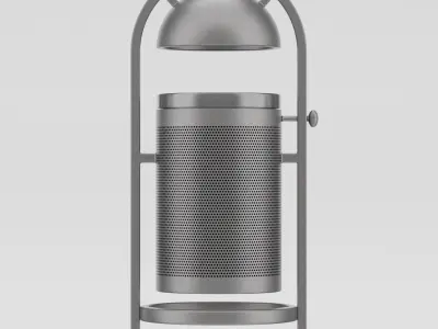 Public Metal Trash Bin 3D Model Free low-poly 3D model