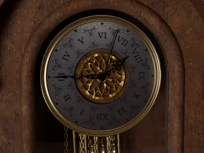 Rigged Grandfather Clock 3D Model Art Deco Antique Mantel Timer 3D model