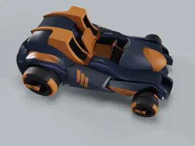 Golden Kart Low-poly 3D model