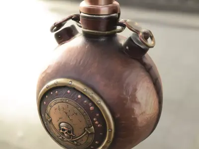 Pirate Skull Flask Low-poly 3D model