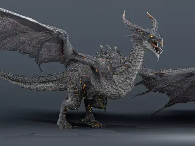 Baoline Cosmic Dragon - rigged Low-poly 3D model