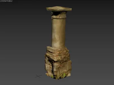 Scanned photorealistic old pillar for grave decoration Low-poly 3D model