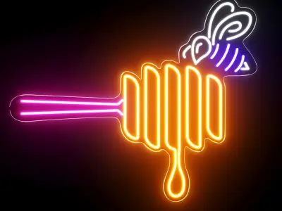 Honey Bee Neon Sign 3D model