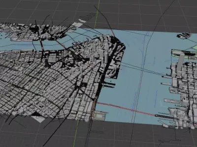 Hand-Built Ultra Realistic City Scene in Blender Trees Roads Low-poly 3D model