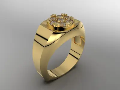 circular ring with stones 3D print model