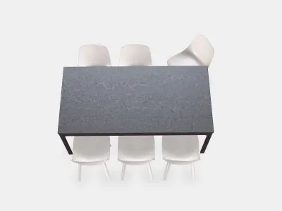 EKEDALEN - ODGER Table and 6 chairs Low-poly 3D model