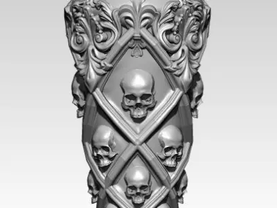 Carved Detailed Jewelery Bullet with skulls pendant 3D print model