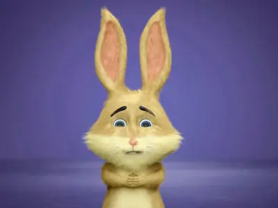 Cartoon rabbit rigged Low-poly 3D model