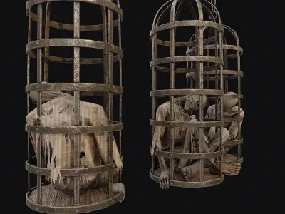 Prisoner Corpse in Cage 2 Low-poly 3D model