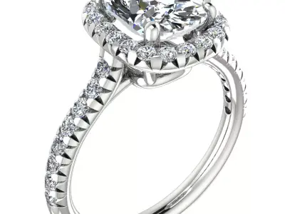 Cushion Cut Engagement Ring 3D print model