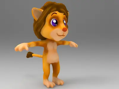 Lion Cartoon Low-poly 3D model