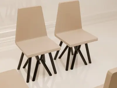 Set table chandelier and chairs  Low-poly 3D model
