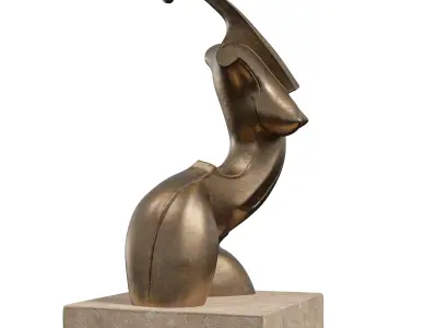 Antique Copper Woman Statue - Abstract Torso Sculpture 3D Model 3D model