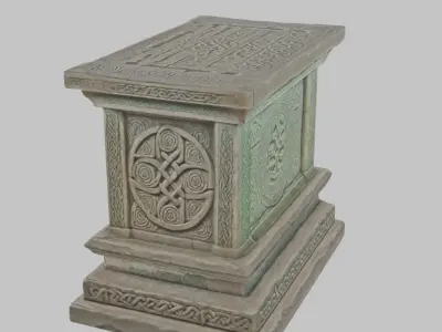 rectangular Celtic Medieval Altar Low-poly 3D model