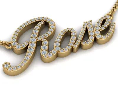 Custom Diamond Name Pendant ROSE 3D print model