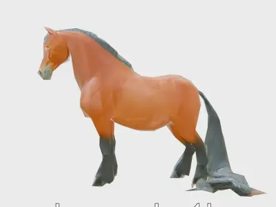 Majestic Bay Friesian Horse 3D Model Low-poly 3D model