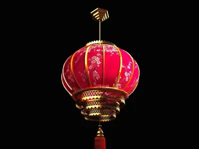 Chinese red lantern  Low-poly 3D model shop