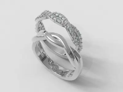 2 Braided Rings - With and Without Diamonds 3D print model