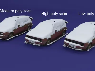 Wrecked Golf Mk II Low-poly 3D model