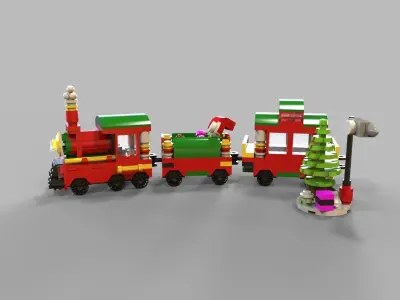 Lego Christmas Train Low-poly 3D model