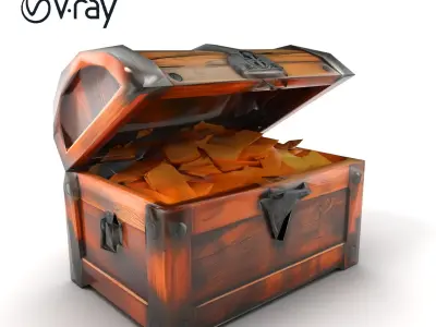 Antique Treasure Chest Filled with Gold model pack Low-poly 3D model