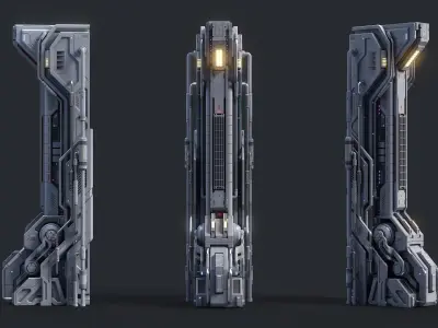 Sci-Fi Parts Kit Pack Vol 02 D-PBR Low-poly 3D model