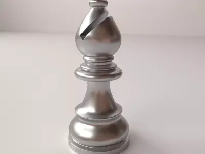 Bishop silver chess piece 3D model