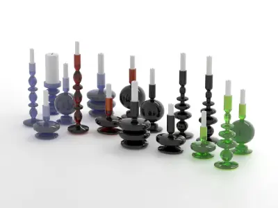 Glass Candelabra Set For Decoration 3D model