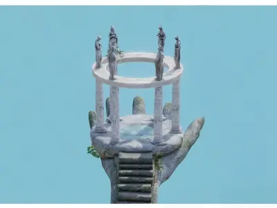 a miniature ancient Greek temple 3D model