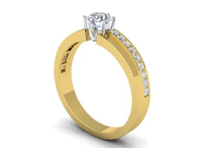 New Woman Solitaire Diamond Ring 3d Model  3D print model