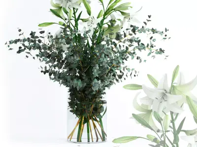 Lilies and Eucalyptus 3D model