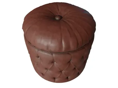 Round Tufted Ottoman with Storage 3D model