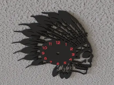 apache skull wall  clock 3D print model