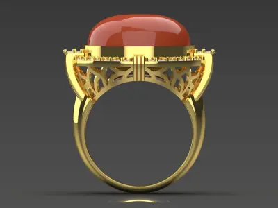 Coral and Diamond Ring Model jr00160 3D print model