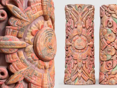 20 Modular Totem Poles - 241116 Low-poly 3D model