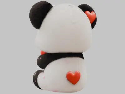 Cute Panda Bear Heart Valentin Low-poly 3D model